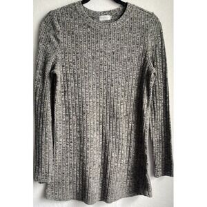 Simple Fun Sweater Women Small Gray Lightweight Ribbed Crew Neck Long Sleeve‎